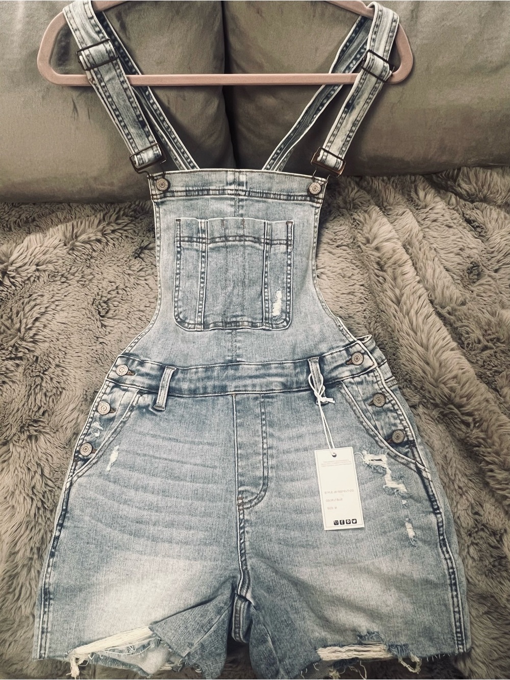 Light Wash Denim Short Overalls - Women Judy Blue Overall Shortalls medium